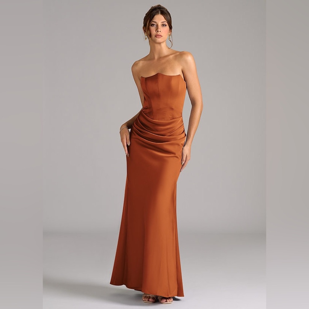 Azazie Strapless Cinnamon Gown